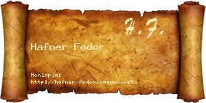 Hafner Fodor névjegykártya
